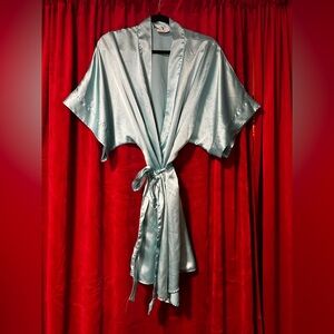 Elegant Satin Robe Blue